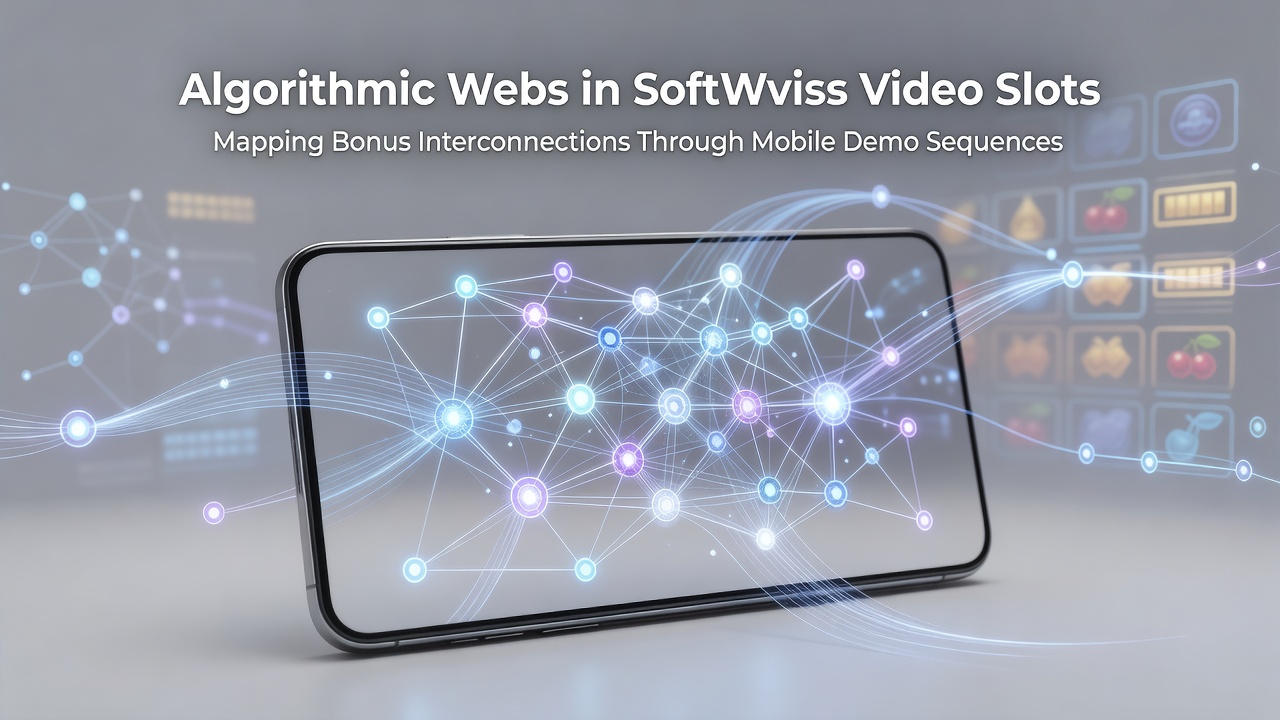 Mobile device displaying interconnected bonus flow diagram from SoftSwiss slot demo analysis