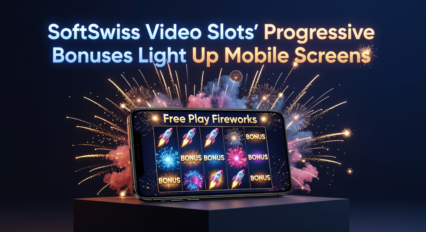Vibrant fireworks display from SoftSwiss progressive bonus explosion on a mobile slot screen, showcasing cascading wins and jackpot counters