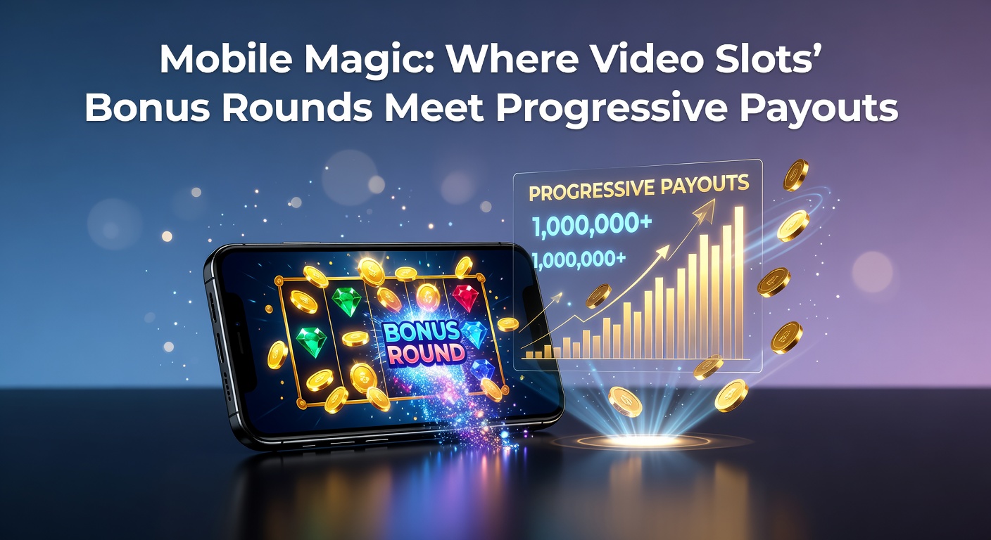 Vibrant mobile screen displaying a video slot bonus round with escalating progressive jackpot meter