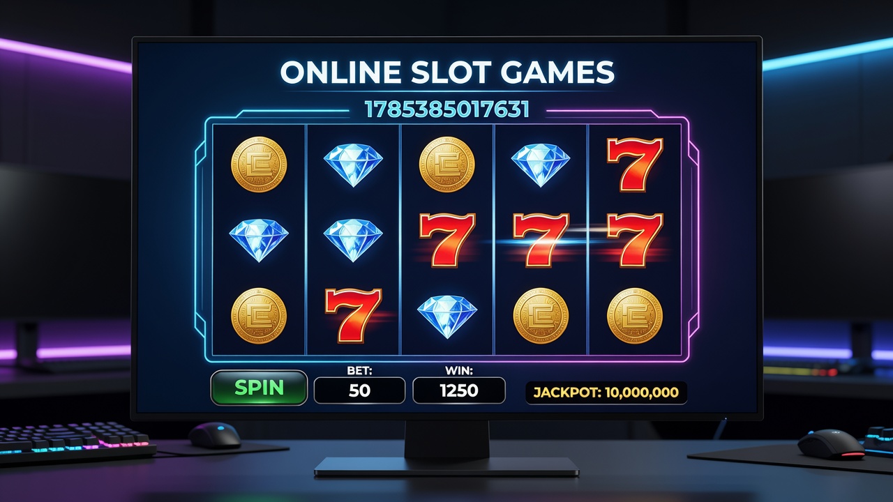 Detailed view of slot game bonus mechanics with symbols and payout tables on screen