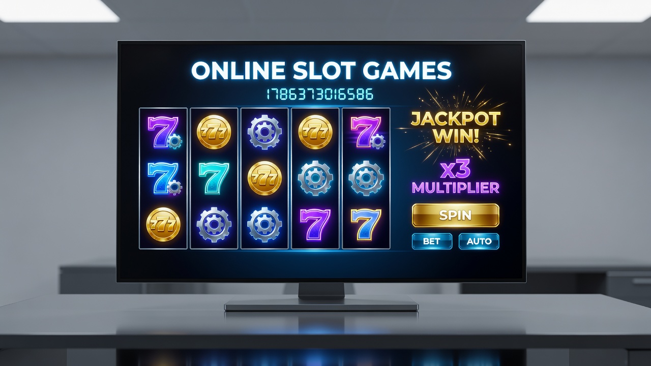 Players engaging with online slot games on desktop and tablet screens showing various themes
