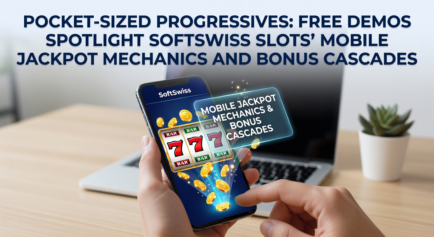 SoftSwiss mobile slot demo screen showing cascading symbols and rising progressive jackpot meter on a smartphone display