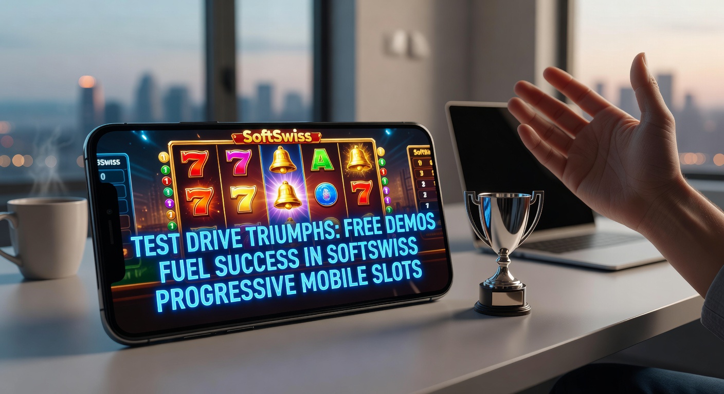 Vibrant SoftSwiss progressive mobile slot demo screen displaying jackpot counters, spinning reels, and free play buttons on a smartphone