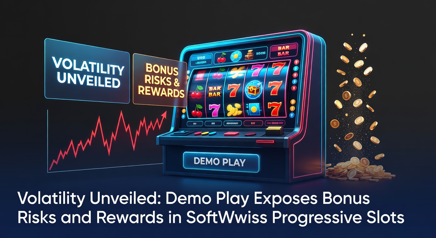 Screenshot of a SoftSwiss progressive slot in demo mode displaying high volatility bonus triggers and jackpot meters climbing during free spins